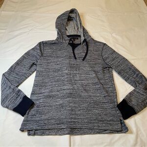Banana Republic Marled Blue Gray Hoodie with Navy Trim, Medium , Drawstring Hood